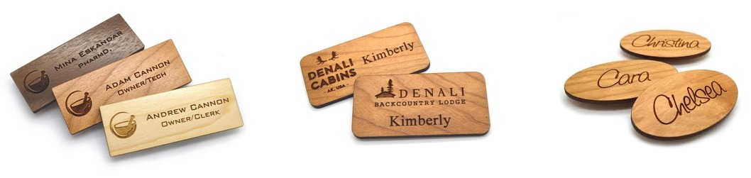 wooden name tag